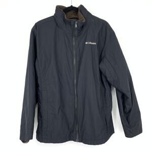 Columbia Full Zip Outerwear Jacket Womens Size Large Black Brown Fleece Lining